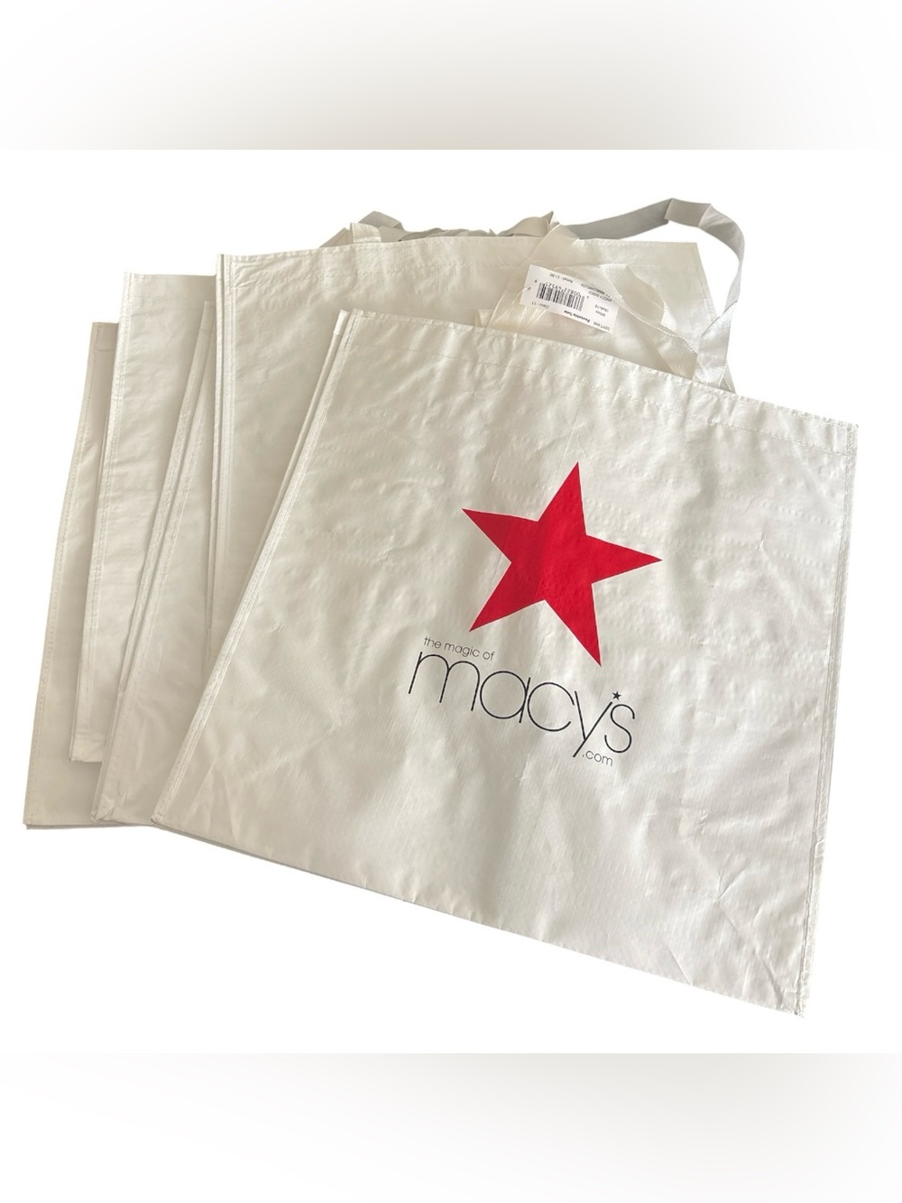 Macy's White Tote Bag with Red Star - 5 Bags